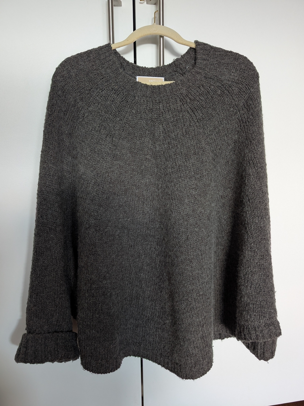 Michael by Michael Kors Women's Sweater Pancho in Charcoal Gray Size S/M